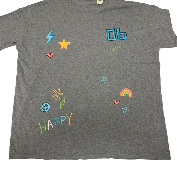 Gray T Shirt With Colorful Graphics Rainbow Star Graphic Tee - Picture 4 of 9